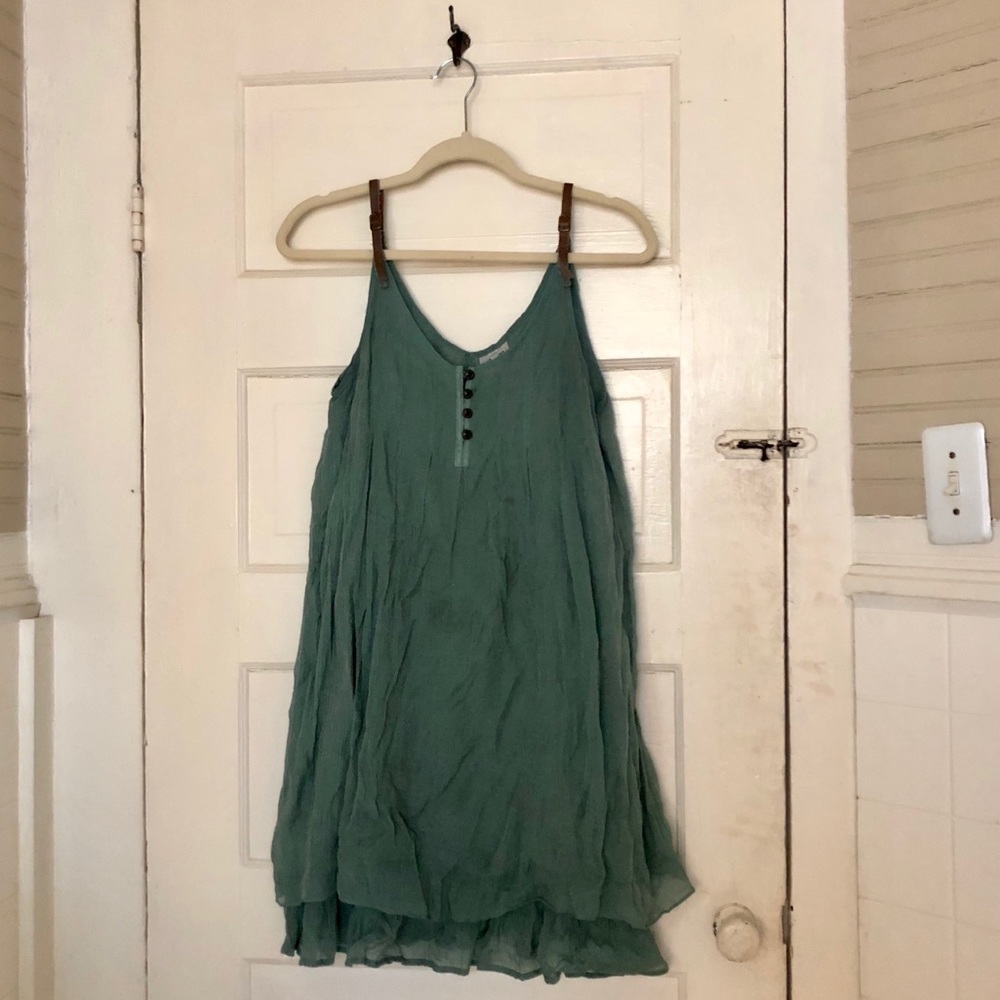 Forest green spaghetti strap dress